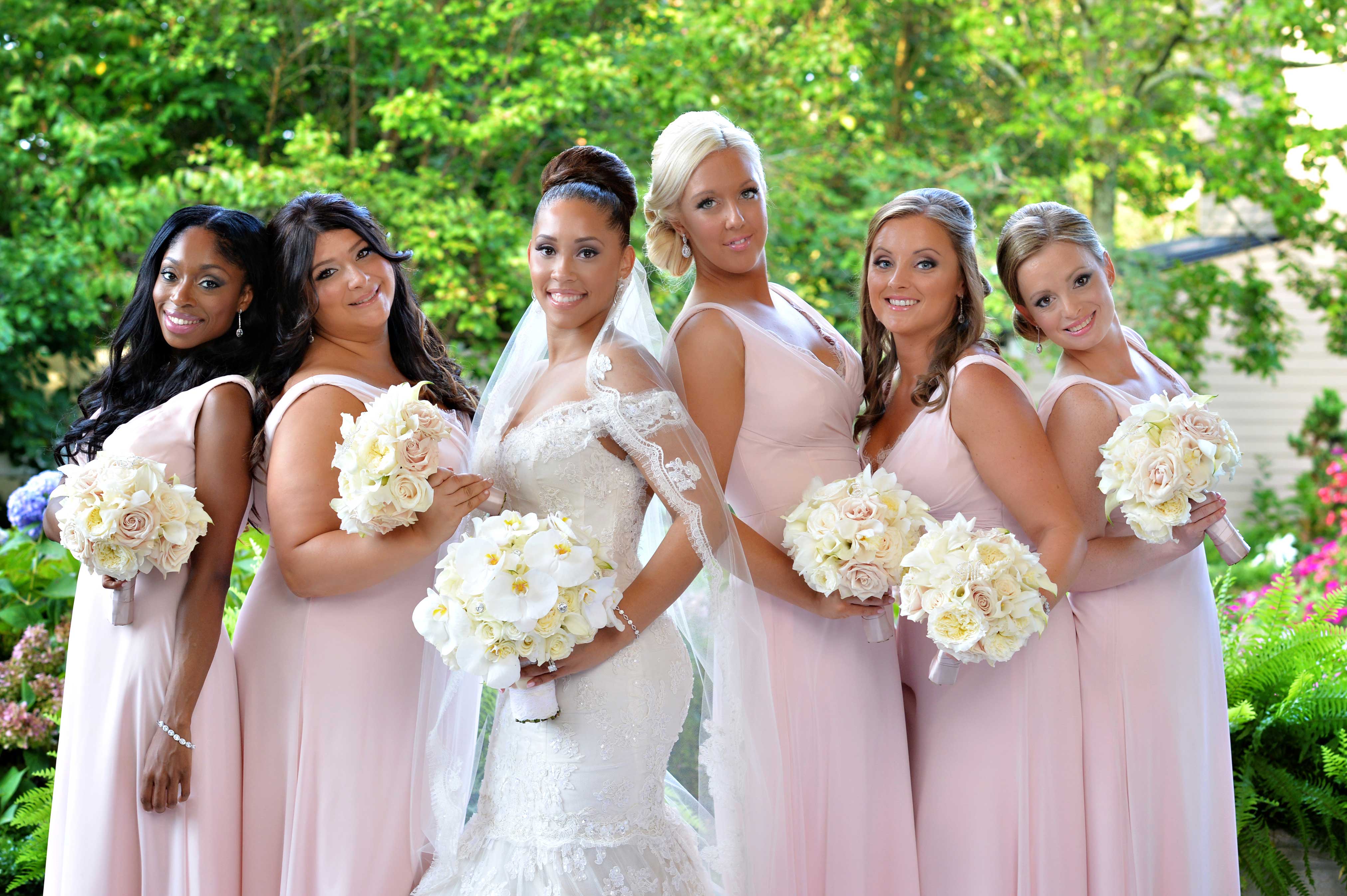 Bridesmaid Dresses: Blush Bridesmaid Gowns from Real Weddings - Inside